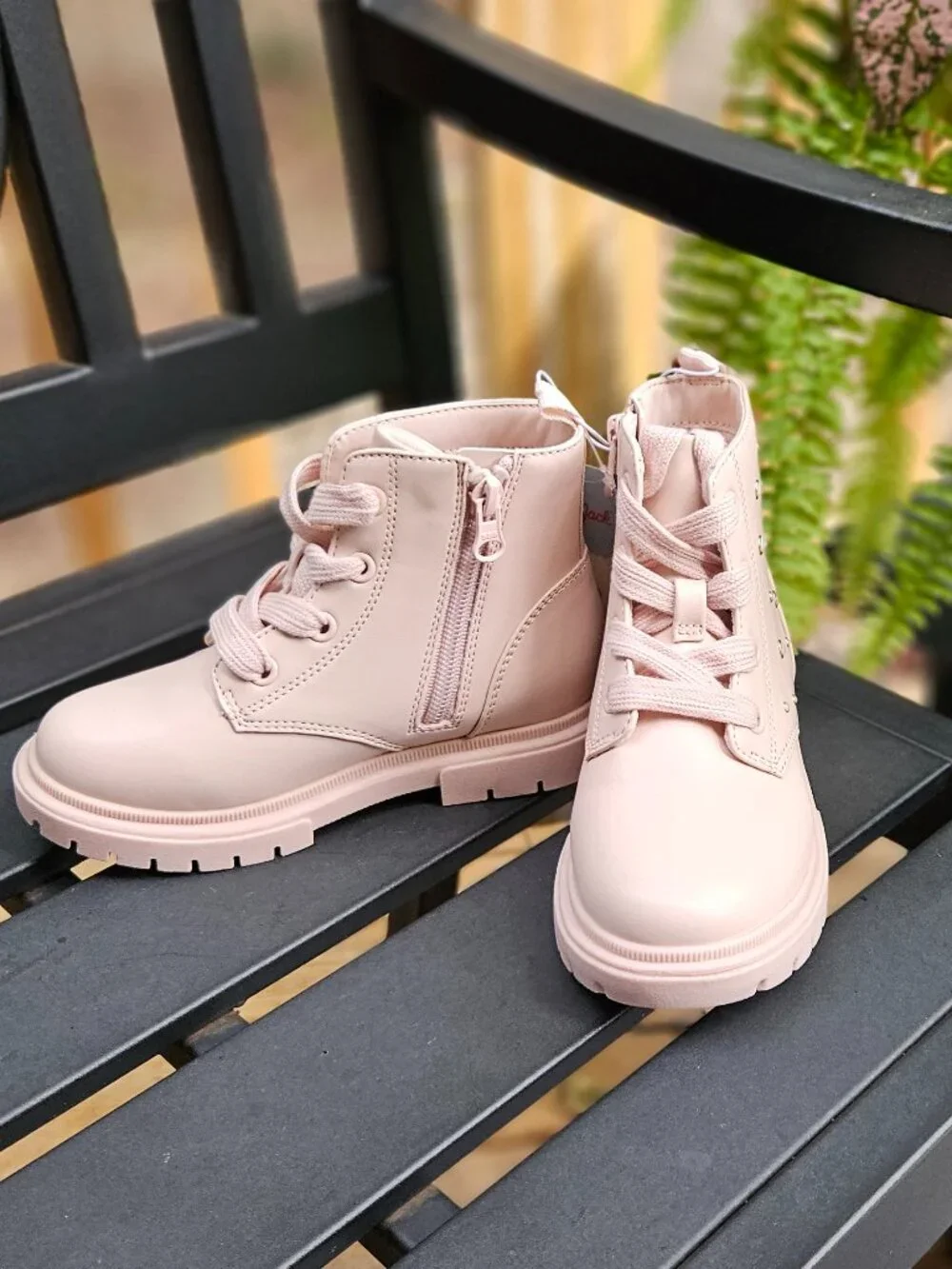 Cat & Jack Amaya Lace-Up Combat Boots, Blush, 11 Little Girl